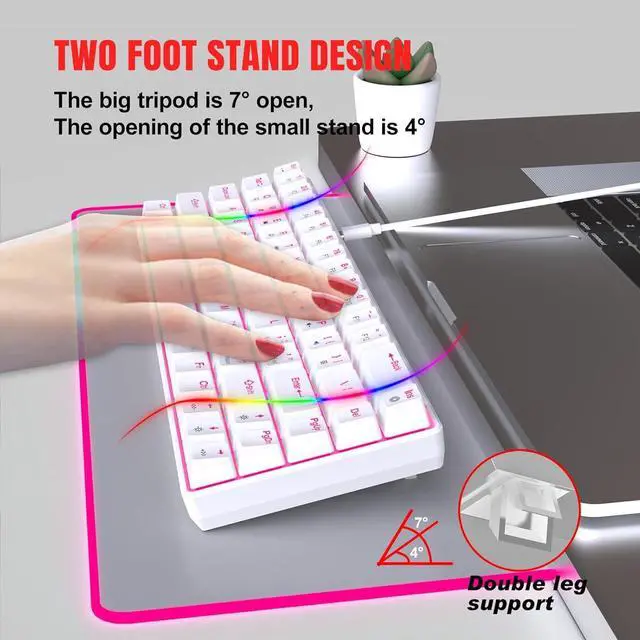 Alt view image 4 of 7 - 60% Keypad 68 Key Gaming Mechanical Keyboard with Two Color Injections Clicky Switches and Backlights Small Keyboard