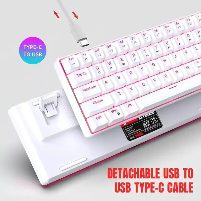 Alt view image 3 of 7 - 60% Keypad 68 Key Gaming Mechanical Keyboard with Two Color Injections Clicky Switches and Backlights Small Keyboard
