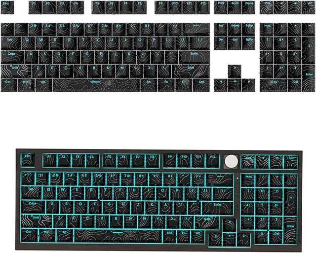 Alt view image 2 of 5 - 108Keys Original Height Keycaps Line Keycap Set Front Print Backlits Key Caps for Mechanical Keyboards