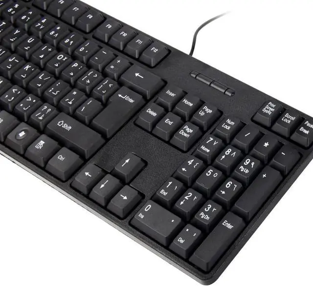 Alt view image 3 of 7 - Montesy Bilingual Arabic English USB Corded Keyboard With Photoelectric Sensing Technology For Office And Gaming