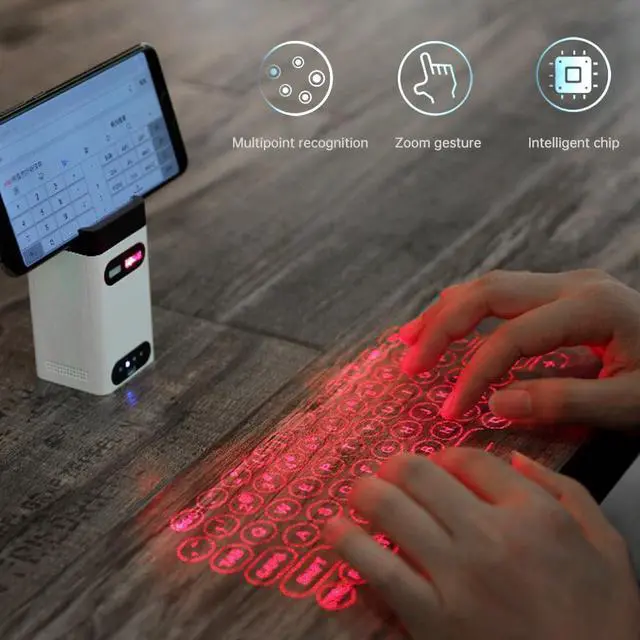 Alt view image 5 of 7 - Rofawee Keyboard Mini Virtual Keyboard Wirel BT Connect Suitable for Phone Pad Laptop Tablets Compatible with XP& iOS8/ Android 4.0/ OSX System Portable to Carry with ion