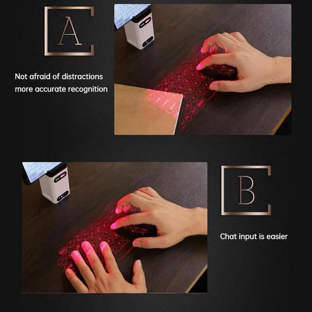 Alt view image 4 of 7 - Rofawee Keyboard Mini Virtual Keyboard Wirel BT Connect Suitable for Phone Pad Laptop Tablets Compatible with XP& iOS8/ Android 4.0/ OSX System Portable to Carry with ion