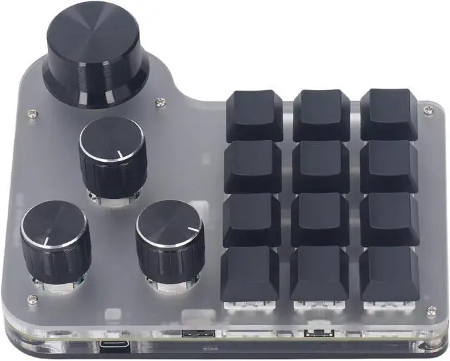 Alt view image 2 of 7 - 3 Modes Customized Industrial Console Mechanical Keypad 12 Keys with 4 Mechanized Control Buttons Support Keyboard Programming Macros and Software Cyan Shaft with RGB Lights