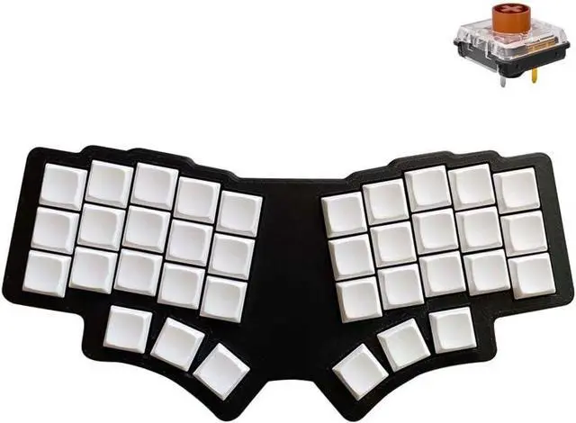 Main image of SZRKBD Ergonomic Choc XS 35 Ultrathin Mechanical Keyboard,36 Keys, Wried, Hot-Swappable, RGB, Vial Programmable (Black-W, Brown Switch)