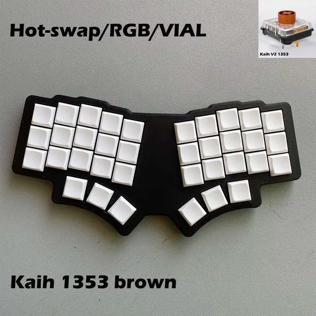 Alt view image 2 of 2 - SZRKBD Ergonomic Choc XS 35 Ultrathin Mechanical Keyboard,36 Keys, Wried, Hot-Swappable, RGB, Vial Programmable (Black-W, Brown Switch)