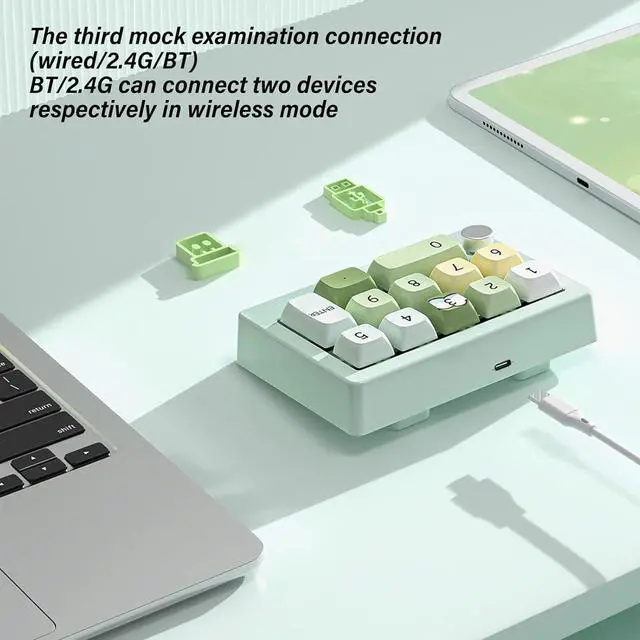 Alt view image 7 of 7 - divuukyi 12 Key Programmable Keypad With Lighting Mechanical Keyboard 2.4Ghz 3Modes For Gamers Programmers