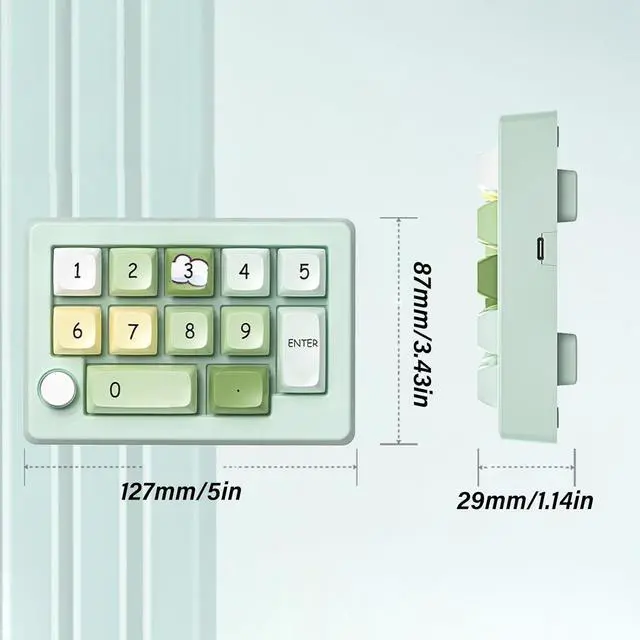 Alt view image 5 of 7 - Thewasc 12 Macro Pad Keyboard Enables For Gaming With Lighting And Programmable Keys Keypad 2.4Ghz 3Modes Gaming Macropad