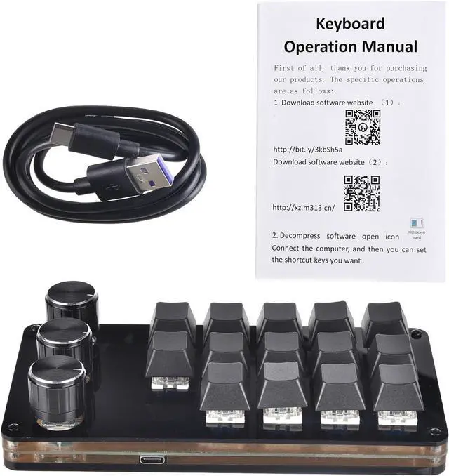 Alt view image 7 of 7 - Keyboard 14 Keys 3 Knobs Gamer Programmable Keypad Hot Swap Customized Mechanical Keyboard Macro Keypad Programmable Keyboard