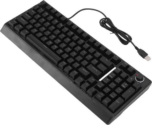 Alt view image 7 of 7 - Yechiry Wired Small RGB Keyboard, 98 Keys Mechanical Feel Compact Gaming Keyboard with RGB Backlight Adjustable Stand Feet & Knob for PC, Gaming, Business, Work