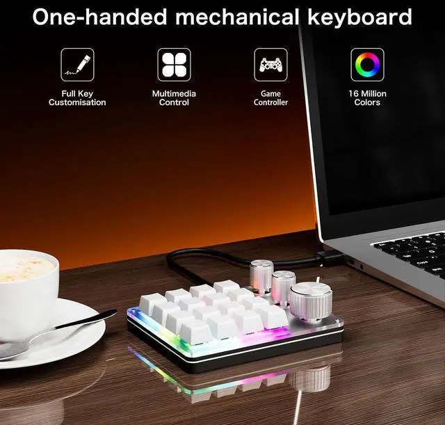 Alt view image 4 of 7 - jiingekk USB C 16 Key Programmable Keypad With 3 Knobs Hotswap Mechanical Gaming Keyboard Enhances Office Productivity Efficient Office Keypad