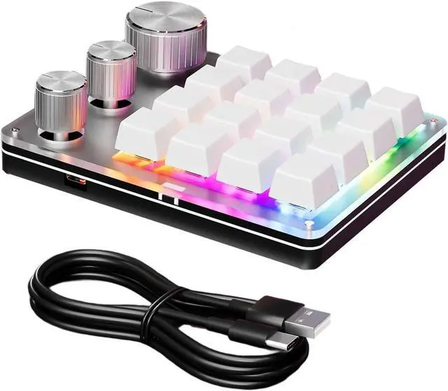 Main image of jiingekk USB C 16 Key Programmable Keypad With 3 Knobs Hotswap Mechanical Gaming Keyboard Enhances Office Productivity Efficient Office Keypad
