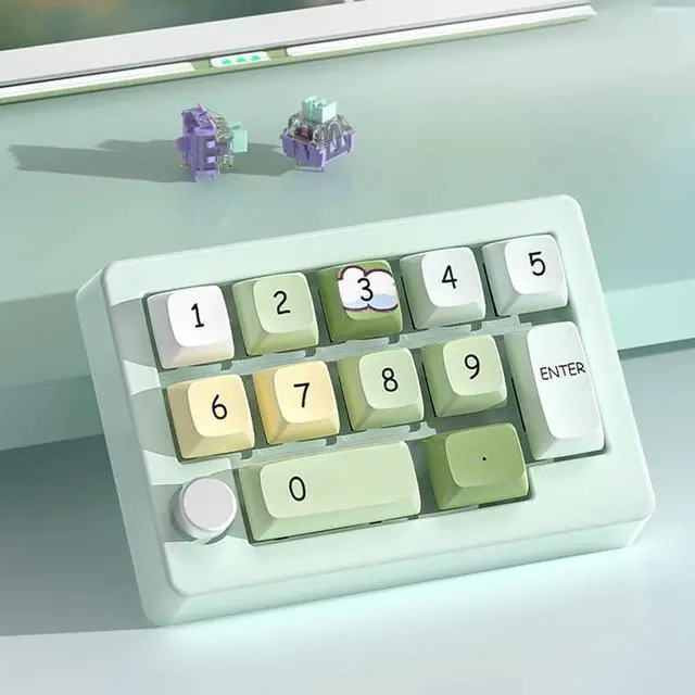 Alt view image 5 of 7 - 12 Key Programmable Keypad with Lighting Mechanical Keyboard 2.4Ghz 3Modes for Gamers Programmers