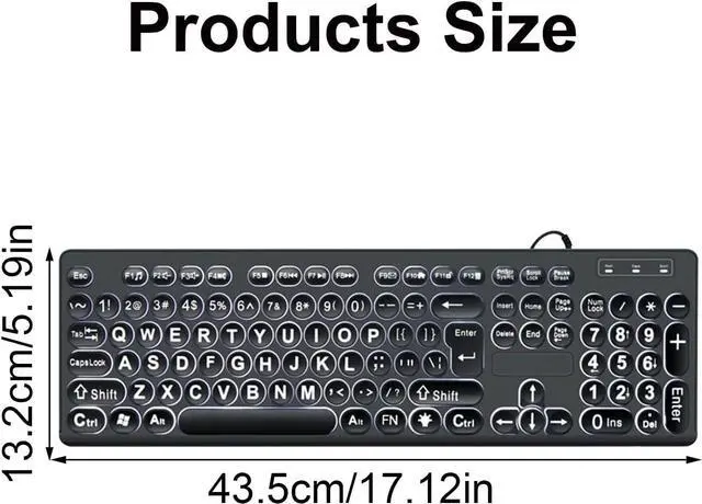 Alt view image 5 of 7 - Meiliyizu Large Print Computer Keyboards USB Cord Keyboards With Big Letters For Senior And Low Individuals White Backlit