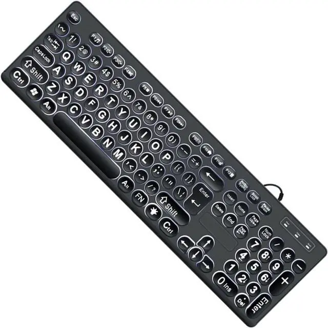 Alt view image 6 of 7 - Meiliyizu Large Print Computer Keyboards USB Cord Keyboards With Big Letters For Senior And Low Individuals White Backlit