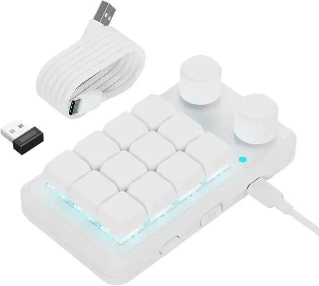 Main image of DIEKE 12 Key Mechanical Macros Pad With RGBs Illuminations Twin Rotarys Knobs For Gaming And Productivity Programmable Macros Pad