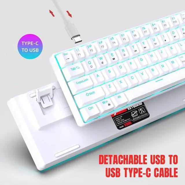 Alt view image 7 of 7 - DIDILLX 68Keys Mechanical Keyboard Double Shot Injections with Backlits Option for PC Gamers USB C Small Gaming Keypad