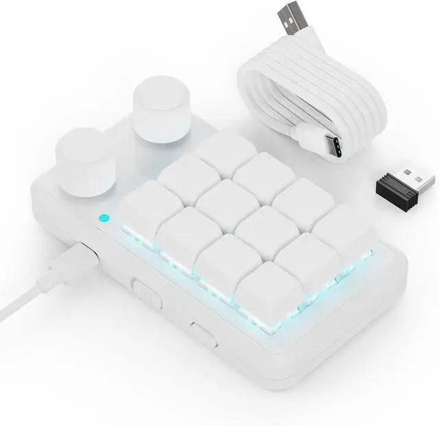 Alt view image 6 of 7 - 12 Key Mechanical Macros Pad with RGBs Illuminations Twin Rotarys Knobs for Gaming and Productivity