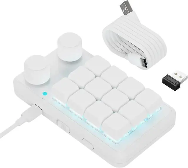 Alt view image 5 of 7 - 12 Key Mechanical Macros Pad with RGBs Illuminations Twin Rotarys Knobs for Gaming and Productivity