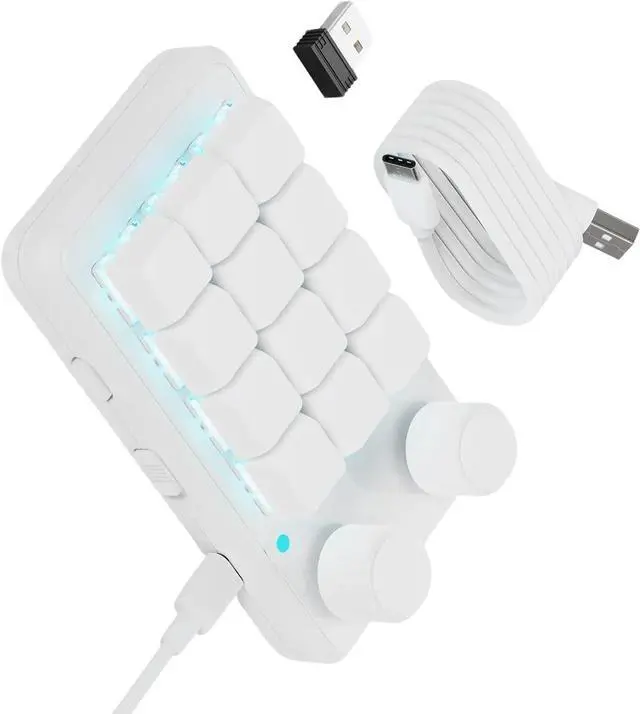 Main image of 12 Key Mechanical Macros Pad with RGBs Illuminations Twin Rotarys Knobs for Gaming and Productivity