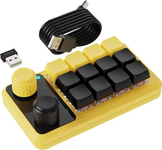 Main image of Programmable 12 Key Mechanical Gaming Keypad with RGBs Backlights and Two Knobs & USB C