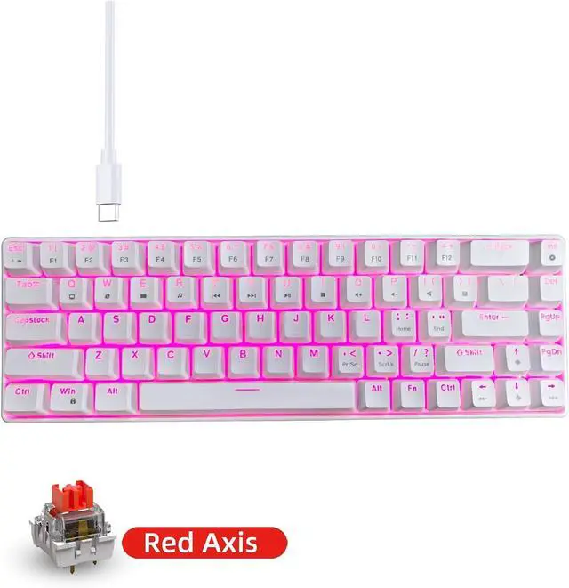Alt view image 7 of 7 - 60% Keypad 68 Key Gaming Mechanical Keyboard with Two Color Injections Clicky Switches and Backlights Small Keyboard