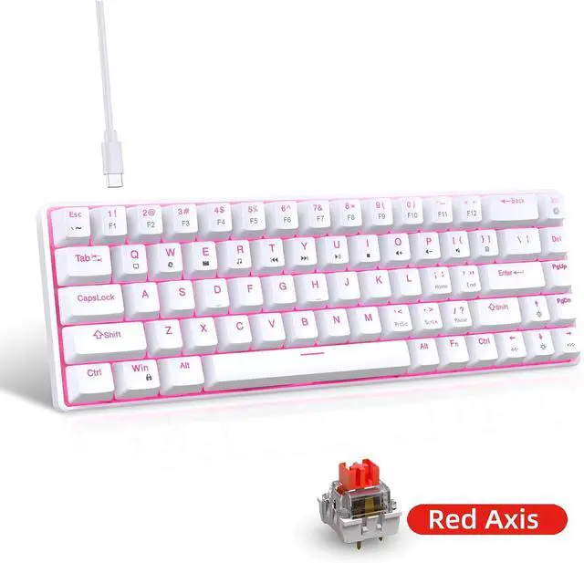 Alt view image 5 of 7 - 60 Percent Mechanical Keyboard Two Color Injections with Backlits 68Key Layout Tactiled Switches USB Small Keypad