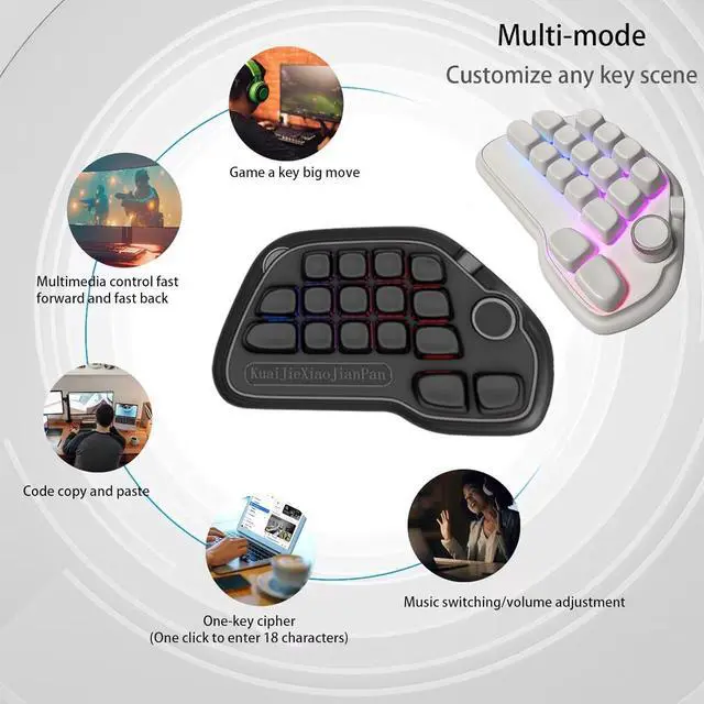 Alt view image 7 of 7 - Programmable Wireds Mechanical Numpad 17 Key Hot Swappable USB Number Pad with RGBs Backlighting and PBTs Keycaps Laptop PC