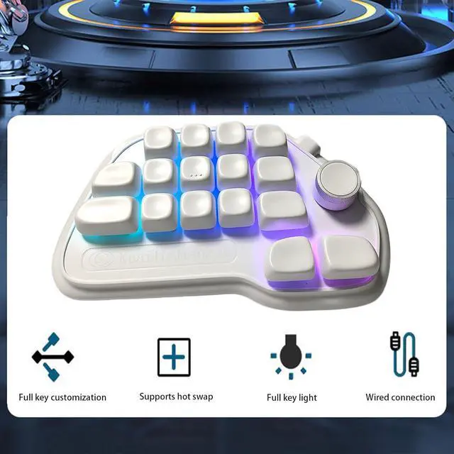 Alt view image 3 of 7 - Ywmsfl RGBs Backlit 17 Key Mechanical Numpad with VIA Programmable Features Hot Swappable USB Numeric Keypad for Laptop PC Desktop