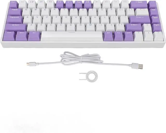 Main image of 68 Key Red Switch Mechanical Keyboard, RGB Backlit, 60% Compact Layout, USB C Wired Gaming Keyboard for PC with USB Port, Ergonomic Design, Blueberry Theme Keycaps