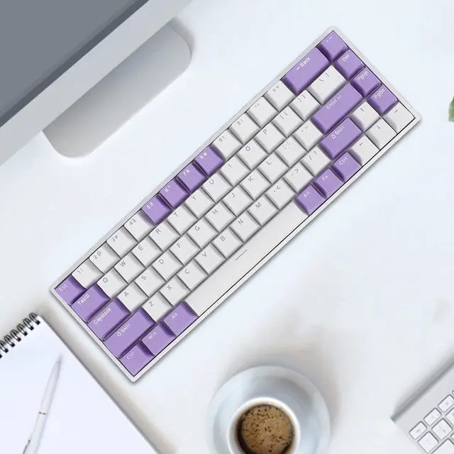 Alt view image 6 of 7 - 68 Key Red Switch Mechanical Keyboard, RGB Backlit, 60% Compact Layout, USB C Wired Gaming Keyboard for PC with USB Port, Ergonomic Design, Blueberry Theme Keycaps