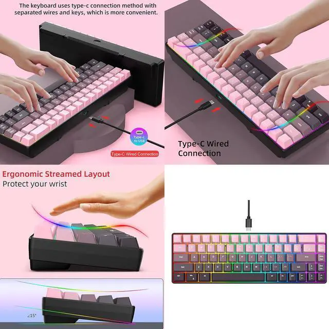 Alt view image 2 of 7 - FANSHINUO Gaskets Mount Mechanical Keyboards RGBs Backlits Hot Swappable Switches 8000mAh Battery Keycaps Ergonomic Ergonomic Mechanical Keyboards