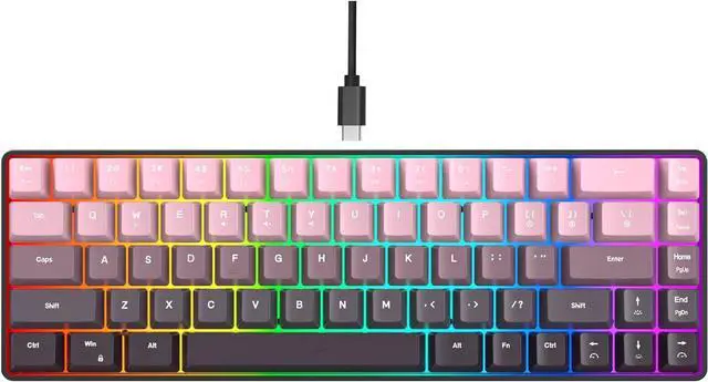 Main image of Fcnjsao Ergonomic 68 Keyboards RGBs Backlits IP54 Dustproof Spill Resistant 25 Rollover For Gaming Office Use Gaskets Structure Keyboards