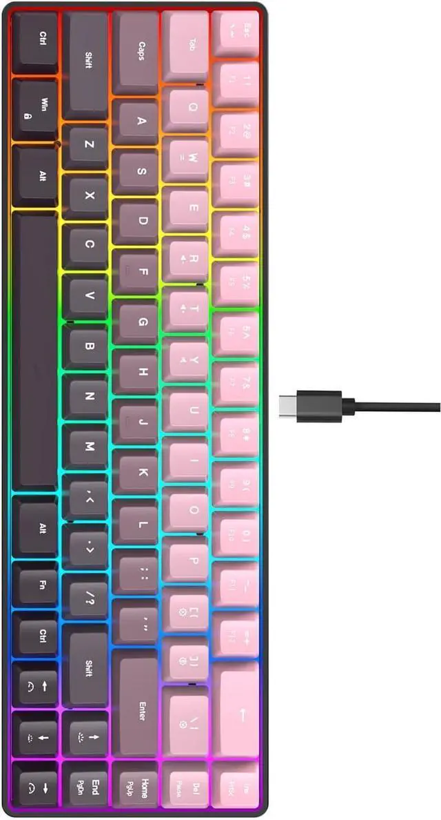 Alt view image 4 of 7 - Fcnjsao Ergonomic 68 Keyboards RGBs Backlits IP54 Dustproof Spill Resistant 25 Rollover For Gaming Office Use Gaskets Structure Keyboards