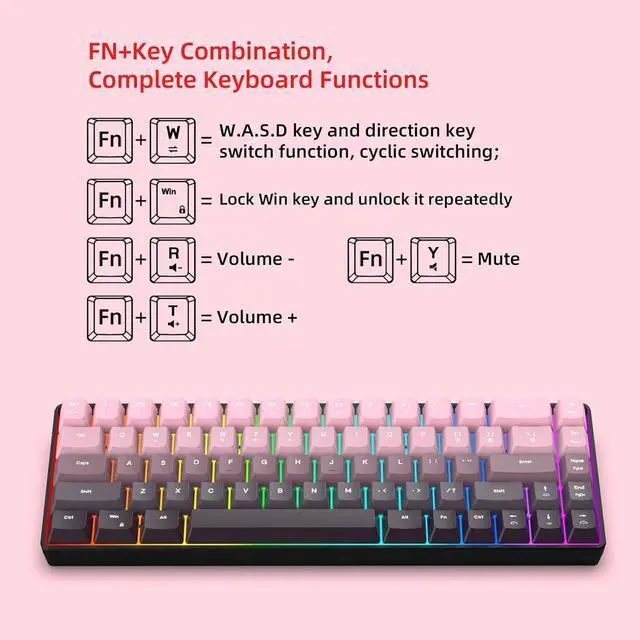 Alt view image 6 of 7 - FANSHINUO Gaskets Mount Mechanical Keyboards RGBs Backlits Hot Swappable Switches 8000mAh Battery Keycaps Ergonomic Ergonomic Mechanical Keyboards