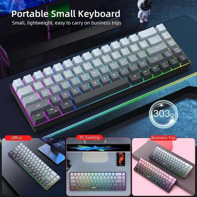 Alt view image 3 of 7 - FANSHINUO Gaskets Mount Mechanical Keyboards RGBs Backlits Hot Swappable Switches 8000mAh Battery Keycaps Ergonomic Ergonomic Mechanical Keyboards