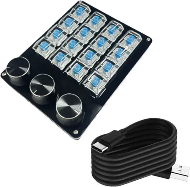 Alt view image 3 of 7 - 16Key Mechanical Macro Keypad with Personalizes Knob Hot Swappable Switches for Gamers and Programmers Professional Customs Knob KeyPad