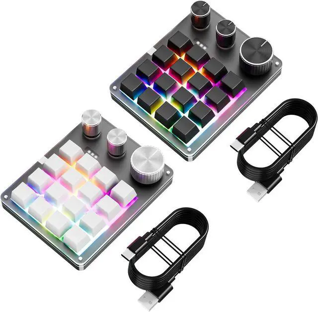 Alt view image 7 of 7 - Single Handed Macro Programmable Keypad 16-Key 3 Knobs Hotswap Mechanical Gaming Keyboard for Office
