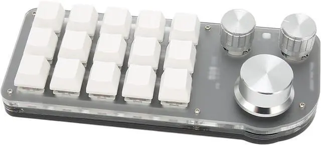 Alt view image 3 of 7 - Programmable Mini Keypad with 15 Keys and 3 Knobs, Mechanical Blue Switch, Memory Function, Ideal for Gaming and Office, Durable ABS and Acrylic Material, Type C Wired Connection