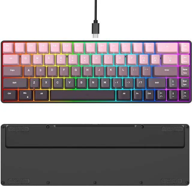 Alt view image 5 of 7 - Fcnjsao Ergonomic 68 Keyboards RGBs Backlits IP54 Dustproof Spill Resistant 25 Rollover For Gaming Office Use Gaskets Structure Keyboards