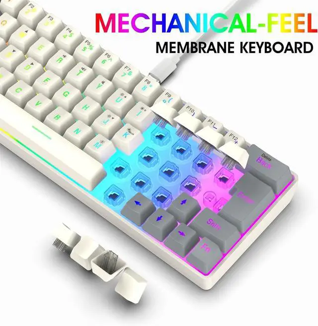 Alt view image 4 of 7 - GMBYLBY Gaming Mechanical Keyboard Blue Backlits 63 Key Corded Office Keyboard LED Gaming Keyboard for Computer Laptop