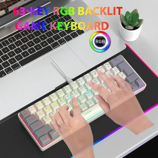 Alt view image 4 of 7 - our fave Gaming Mechanical Keyboard Blue Backlits 63 Corded Office Keyboard LED Gaming For Computer Laptop Office