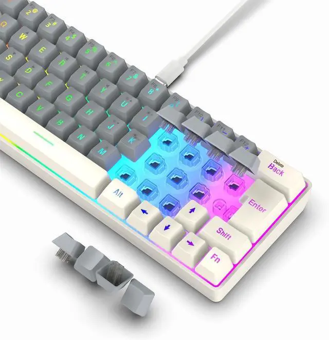 Alt view image 5 of 7 - our fave Gaming Mechanical Keyboard Blue Backlits 63 Corded Office Keyboard LED Gaming For Computer Laptop Office