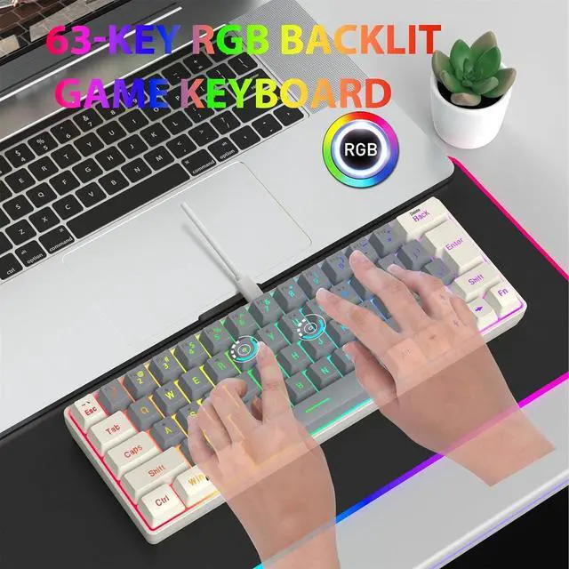 Alt view image 7 of 7 - our fave Gaming Mechanical Keyboard Blue Backlits 63 Corded Office Keyboard LED Gaming For Computer Laptop Office