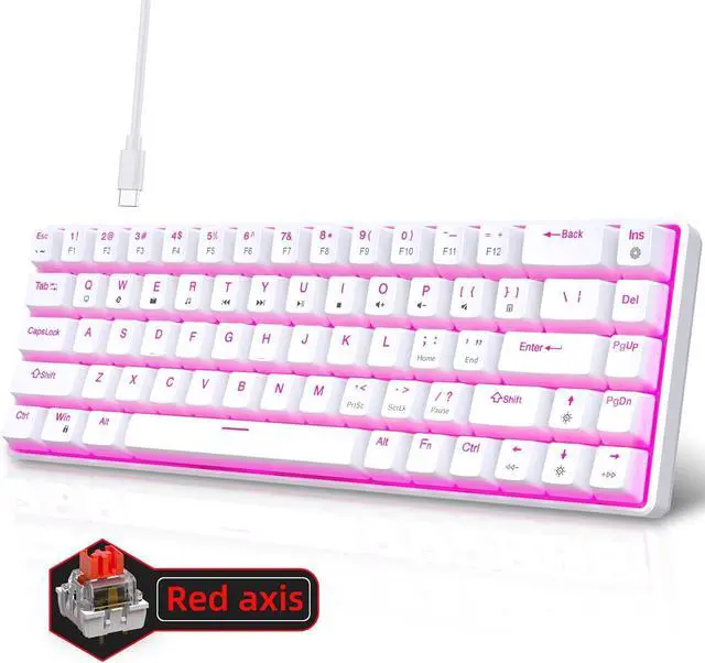 Alt view image 7 of 7 - 60 Percent Mechanical Keyboard Two Color Injections with Backlits 68Key Layout Tactiled Switches USB Small Keypad