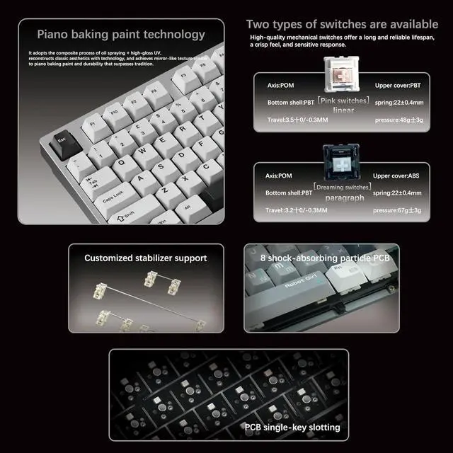 Alt view image 3 of 7 - Apos x R075 Compact Keyboard(Silver, Fantasy Dream Tactile)