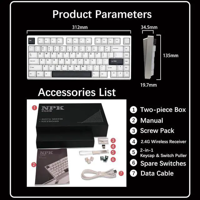 Alt view image 7 of 7 - Apos x R075 Compact Keyboard(Silver, Fantasy Dream Tactile)