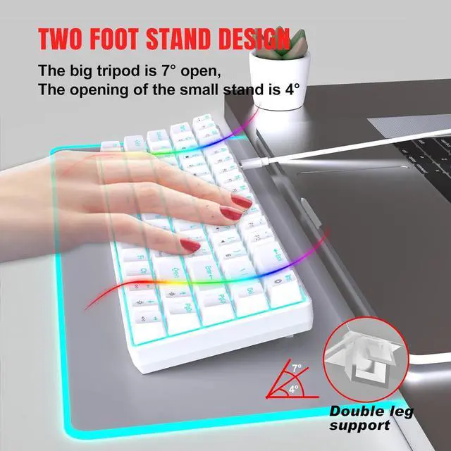 Alt view image 5 of 7 - DIDILLX 68Keys Mechanical Keyboard Double Shot Injections with Backlits Option for PC Gamers USB C Small Gaming Keypad