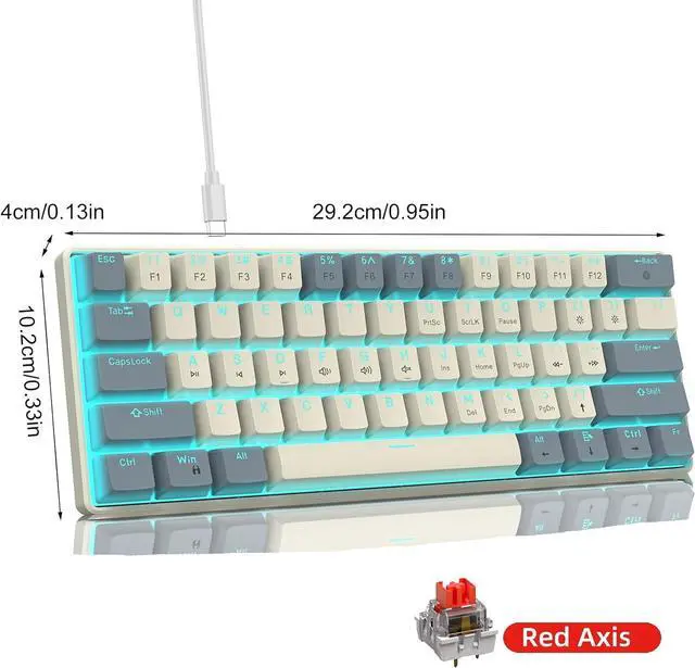 Alt view image 4 of 7 - PLCPDM Portable 61 Key Mechanical Keyboards with Swappable Switches and Ice Blue Lighting Keyboards