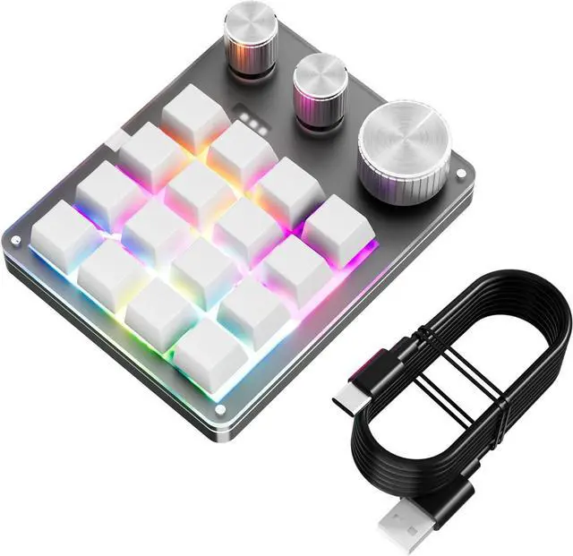 Alt view image 6 of 7 - USB C 16 Key Programmable Keypad with 3 Knobs Hotswap Mechanical Gaming Keyboard Enhances Office Productivity