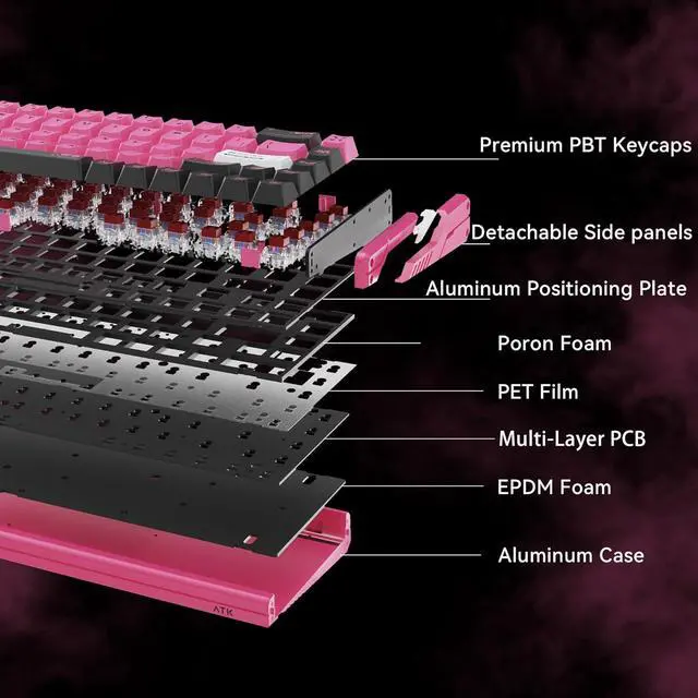 Alt view image 3 of 7 - ATK RS6 Ultra Hall Effect Gaming Keyboard  65% Layout, Hot-Swappable Switches, RGB Backlight with Music Sync, Custom Actuation, 8000Hz Polling, N-Key Rollover (ATK × ASPAS, TTC RGB Magneto)